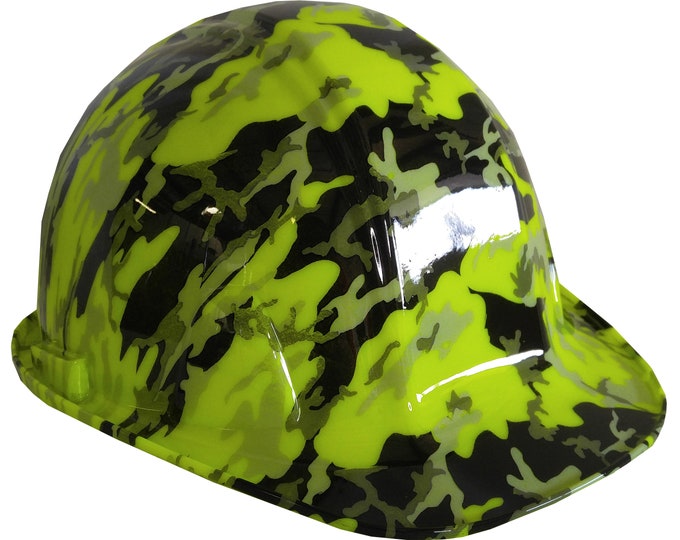 Hard Hat SL Series Cap Style Custom Hydro Dipped Hi Vis Green Camo