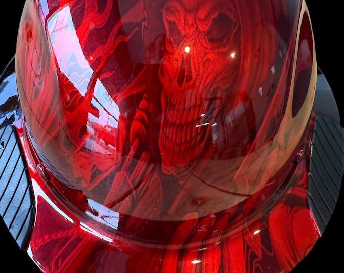 LIFT DAX Carbon Fiber HDC-15KG Full Brim Custom dipped Hard Hat Ace of Skulls Kandy Red Translucent