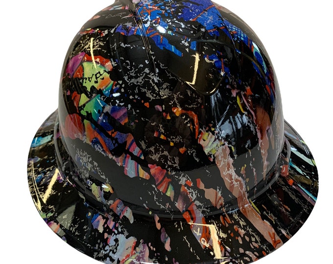 Custom Hard Hat Colored Graffiti Splash Ridgeline Full Brim