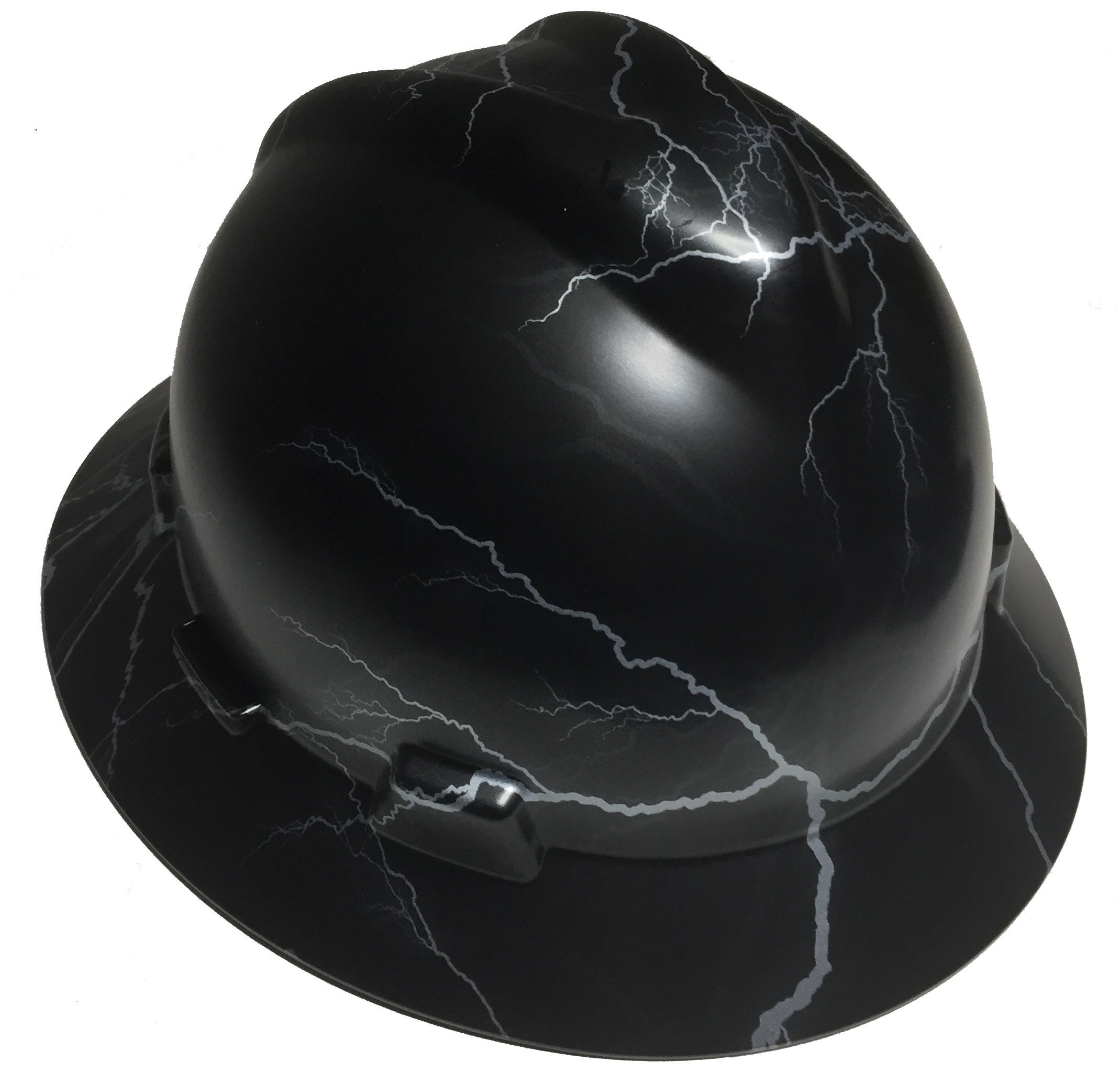 Custom Hard Hat MSA VGard Full Brim Custom Silver Lightning