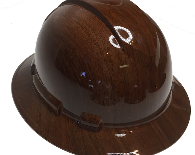 Custom Hydro Dipped Hard Hat Brown Oak Full Brim Ridgeline