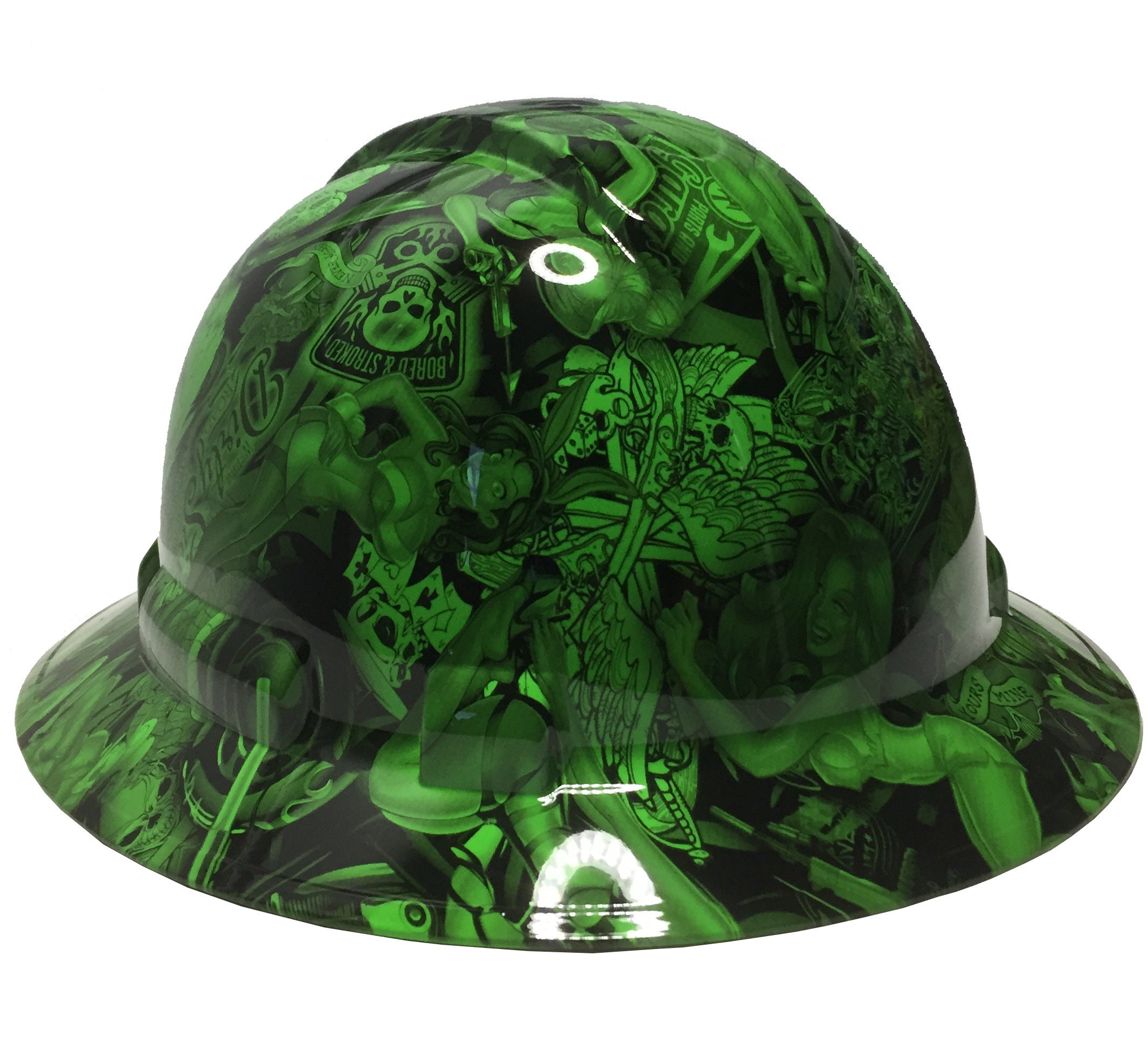 Green full brim hard hat sales