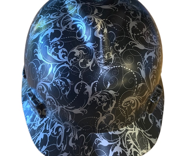 Hard Hat MSA V-Gard Cap Style Custom Hydro Dipped Silver Lilies