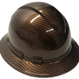 Custom Hydro Dipped Copper Metallic Carbon Fiber Hard Hat Ridgeline Full Brim