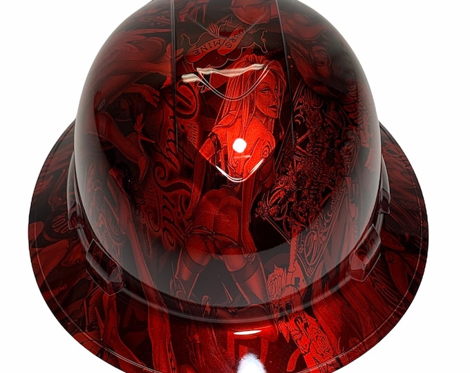 Custom Hydro Dipped Hard Hat Ridgeline Full Brim Red Kandy Naughty boy