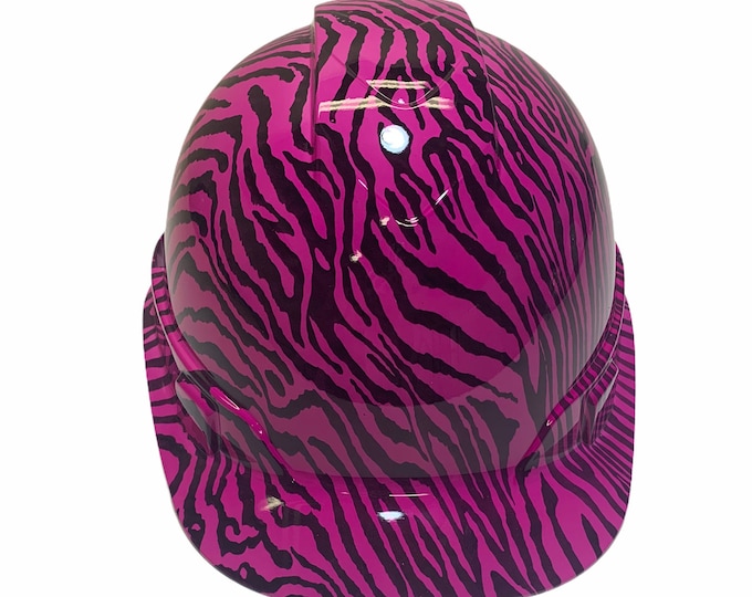 Hard Hat Ridgeline Cap Style Custom  Pink Zebra Print