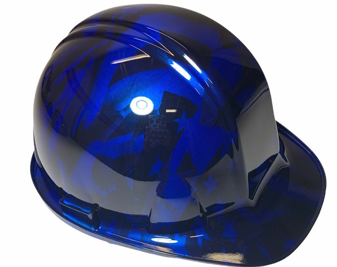Custom Hard Hat Blue Midnight Flags Hydro Dipped SL Series Cap Style