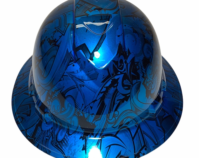 Custom Hard Hat Ridgeline Full Brim Light Kandy Blue Graffiti