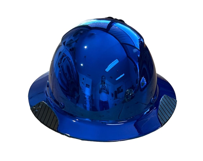 Custom Chrome Kandy Blue Lift DAX Carbon Fiber HDC-15KG Full Brim Hard Hat