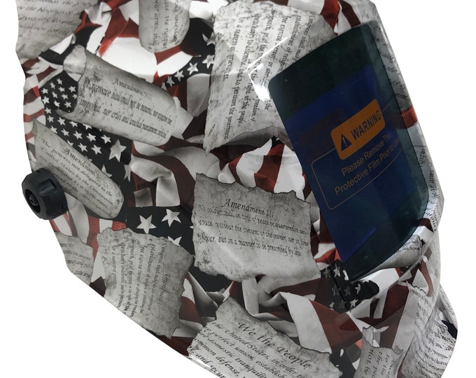 Custom Hydro Dipped Welding Mask WHAM30 Series Auto Dark Amendments American Flag