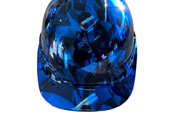 Hard Hat Ridgeline Cap Style Custom Chrome Kandy Blue Midnight Flags