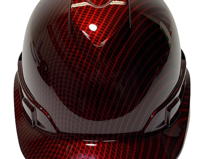 Custom Hydro Dipped Carbon Fiber Kandy Red Hard Hat Ridgeline Vented Cap Style