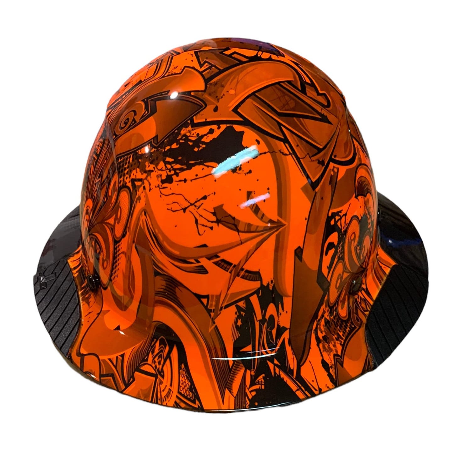 Custom Hydro Dipped Black and Orange Graffiti/camo Lift DAX Fifty 50 Carbon  Fiber HDF50C-19OC Full Brim Hardhat 