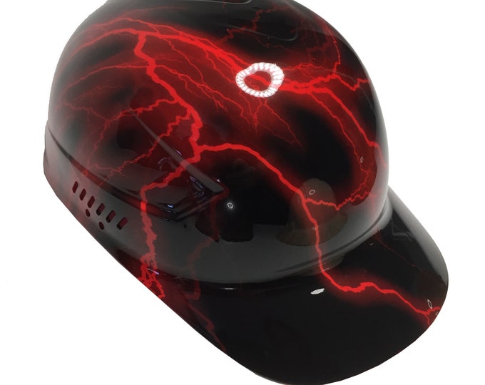 Custom Hydro Dipped Red Lightning Bump Cap