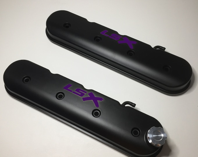 Custom LSX Valve Covers 241-407 Black With Purple LSX