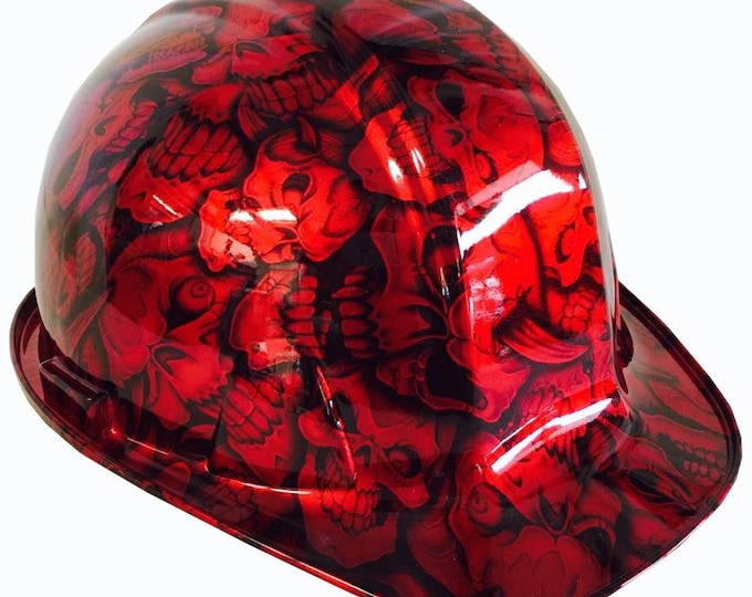 Custom Hard Hat Hydro Dipped Red Kandy Insanity Skulls SL Series Cap Style