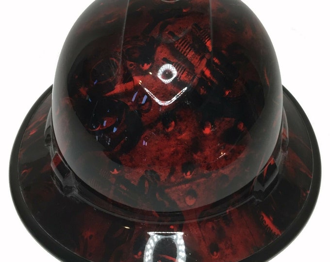 Custom Hard Hat Ridgeline Full Brim Red Turbos & Pistons w/ Black EdgeGard