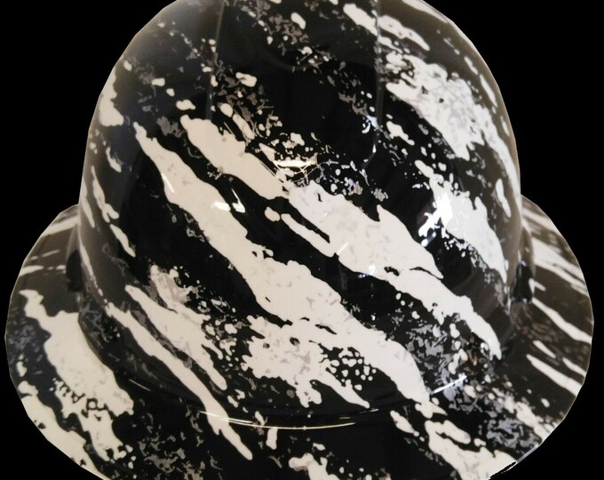 Hydro Dipped Hard Hat Ridgeline Full Brim Custom White Marble Splash