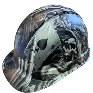 Custom Hydro Dipped Hard Hat Ridgeline Cap Style White Ace Of Skulls Vented