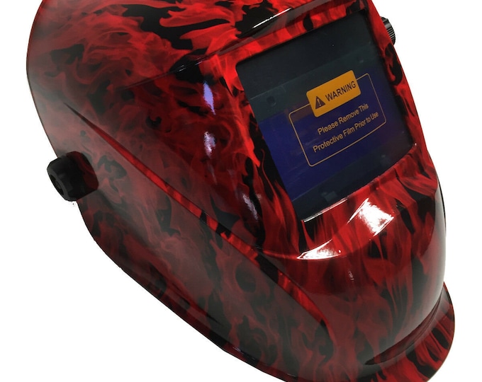 Hydro Dipped Custom Welding Helmet AUTO DARK WHAM10 Series Red Flames
