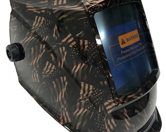 Custom Hydro Dipped Welding Mask WHAM30 Series Auto Dark Copper Metallic Negative Flags