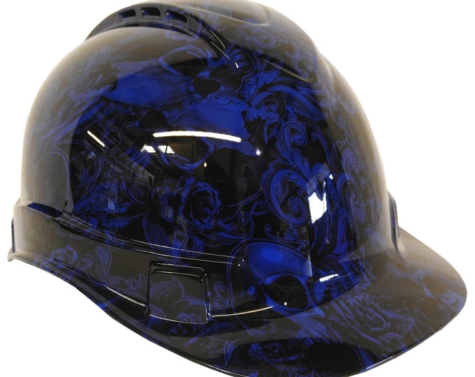 Hard Hat Ridgeline Cap Style Cusom Dark Blue Filigree Fkulls