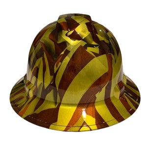 Custom Hard Hat Kandy Gold American Flags Full Brim Ridgeline