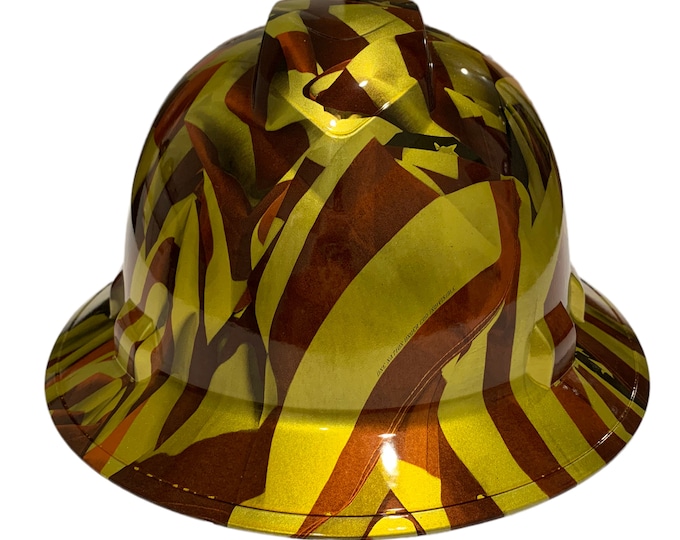 Custom Hard Hat Kandy Gold American Flags Full Brim Ridgeline