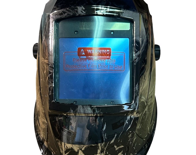 Custom Hydro Dipped Welding Helmet AUTO DARK WHAM30 Series Chrome Flaming Skulls