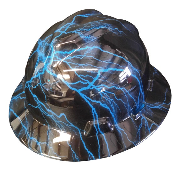 Hard Hat MSA Full Brim Custom Blue Lightning Hydro Dipped - Etsy