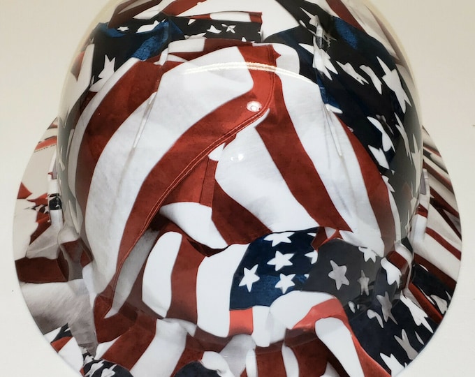 Hydro Dip American Flags Lift Briggs Full Brim Vented Hard Hat