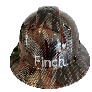 Custom HydroDipped  CarbonFiberAmericanFlags Ridgeline FullBrim Vented Hard Hat with name up to 6 letters