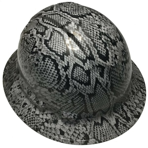Custom Hydro Dipped Hard Hat Light Gray SnakeSkin Full Brim Ridgeline