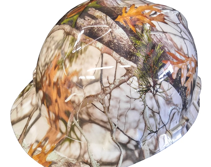 Hard Hat MSA V-Gard Cap Style Custom White Vista Camo Hydro Dipped
