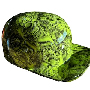 Custom Hydro Dipped Hi Vis Green Boss Skulls  Doughboy Mikes Pro Lid novelty helmet