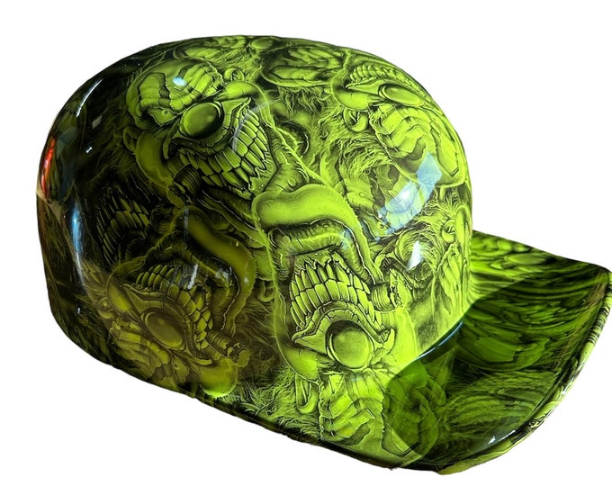 Custom Hydro Dipped Hi Vis Green Boss Skulls  Doughboy Mikes Pro Lid novelty helmet