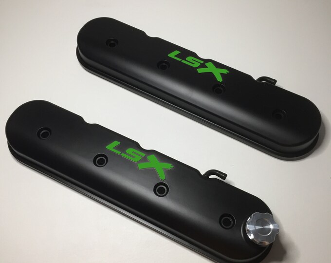 Custom LSX Valve Covers 241-407 Black With Green LSX