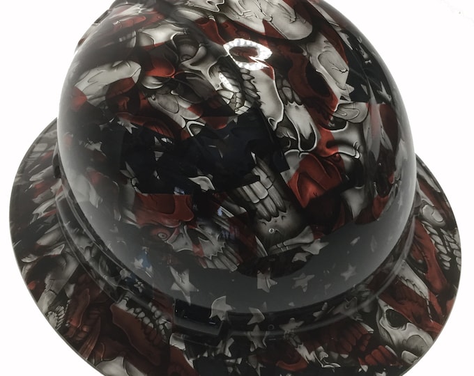 Custom Hard Hat American Flag Insanity Skulls Full Brim Ridgeline