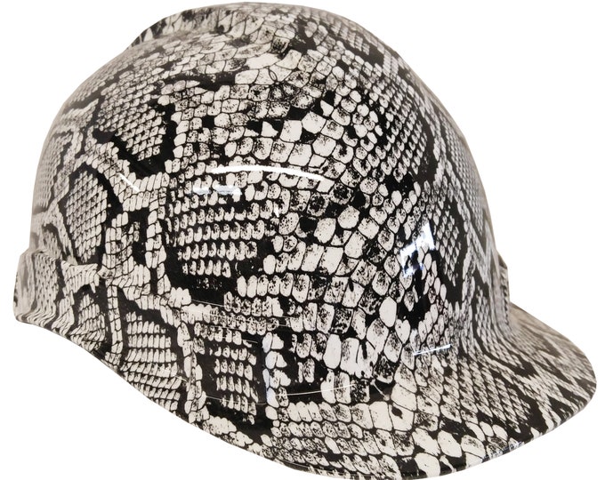 Hard Hat Ridgeline Cap Style Custom White Snake Skin Hydro Dipped
