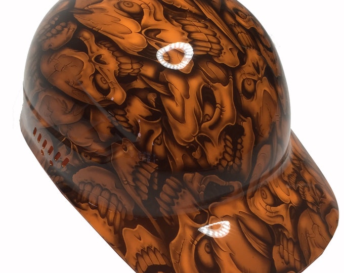 Custom Hydro Dipped Orange Insanity Skulls Bump Cap