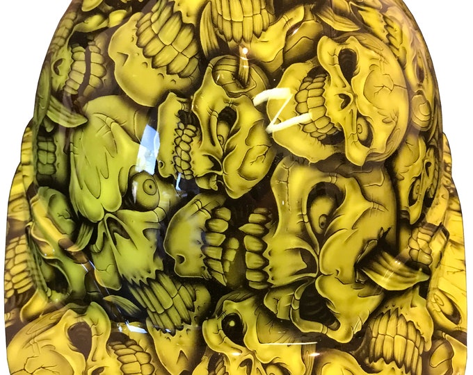 Custom Hard Hat Hi Vis Green Insanity Skulls Ridgeline Cap Style