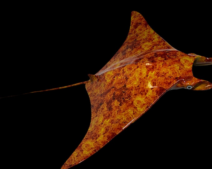 Manta Ray Wall Mount Custom Hydro Dipped Orange Flames 30inch
