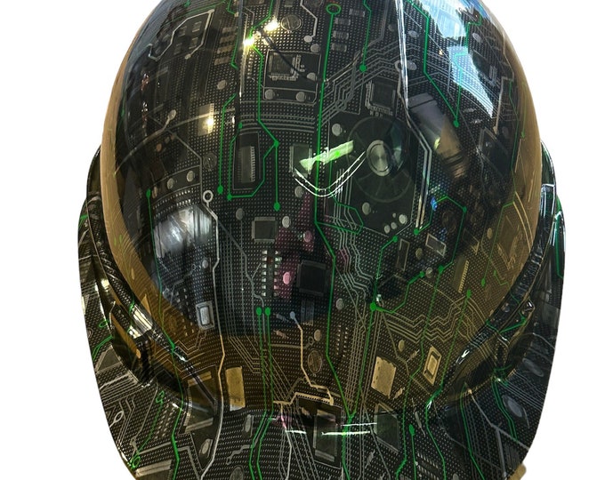 Hard Hat Ridgeline Cap Style Custom Chrome Circut Board