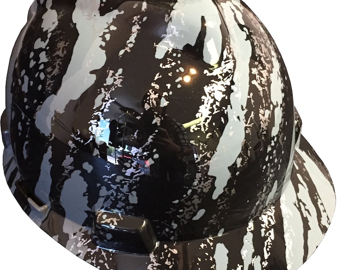 Hard Hat MSA V-Gard Cap Style Custom Gray Marble Splash