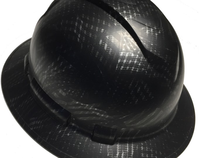 Custom Hydro Dipped Hard Hat Ridgeline Full Brim Carbon Fiber Negative American Flags