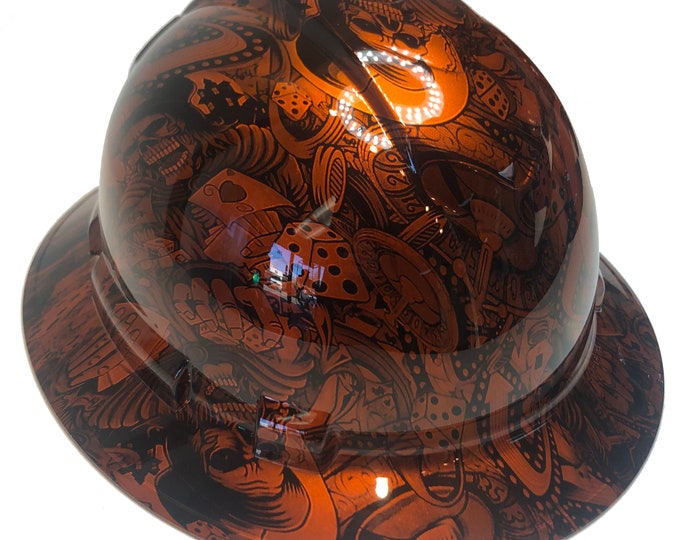 Custom Hydro Dipped Hard Hat Ridgeline Full Brim Orange Kandy Gambler