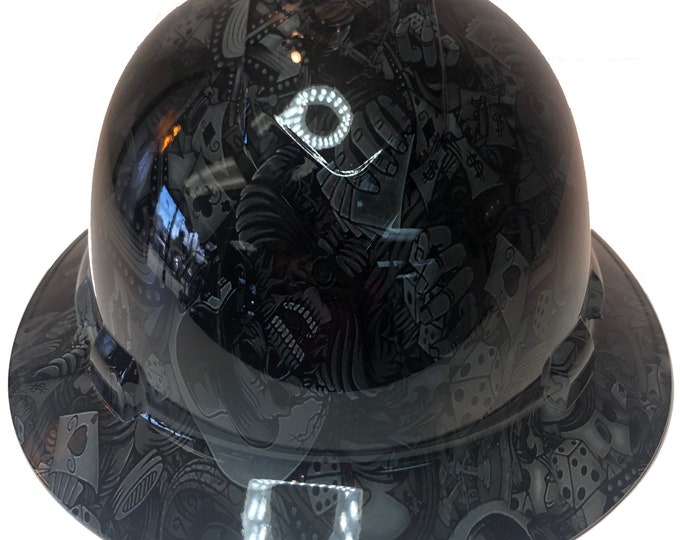 Custom Hydro Dipped Slate Gray Gambler Ridgeline Full Brim Hard Hat