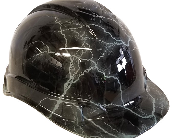 Hydro Dipped Hard Hat Ridgeline Cap Style Custom Gray Lightning
