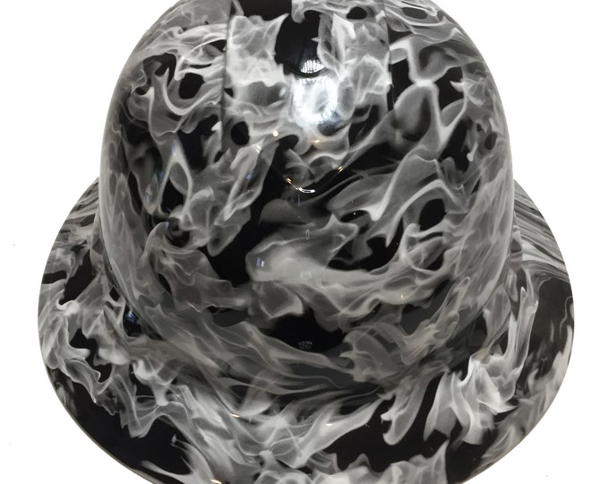 Custom Hard Hat White Flames Full Brim Ridgeline