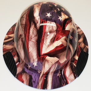 Custom Hydro Dip Respect Flags Lift DAX Fiber HDF-15WG Full Brim Hardhat